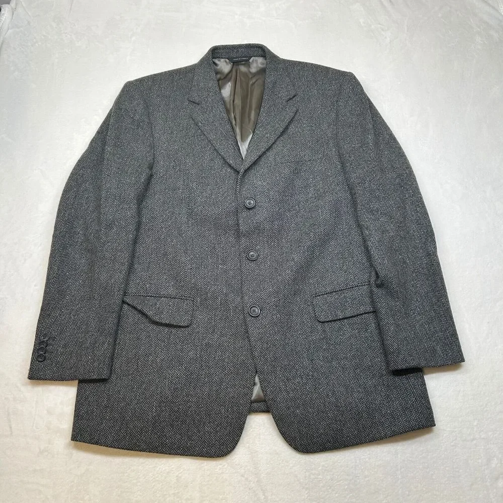 Banana Republic Tweed Sport Coat Mens‎ 44R 44 Grey Herringbone Wool